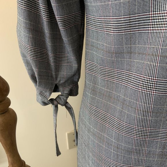 H&M Plaid Gingham Picnic Mini Dress Balloon Sleeve - Picture 8 of 10